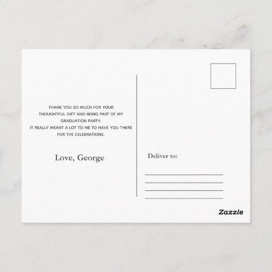 ミニマル卒業式パーティーの招待状の写真 ポストカード (裏面)