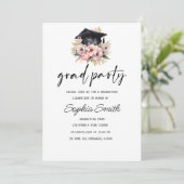 ミニマル卒業招待状エレガントブラック 招待状 (スタンド正面)