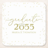 ミニマル卒業金ゴールド書モダン道 スクエアペーパーコースター (正面)