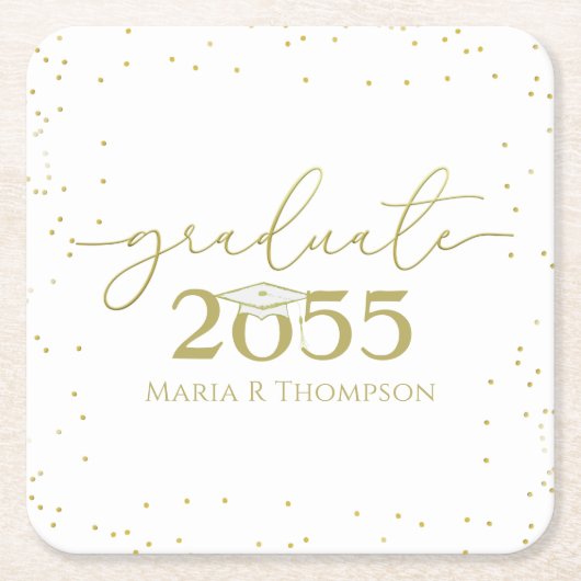 ミニマル卒業金ゴールド書モダン道 スクエアペーパーコースター (正面)