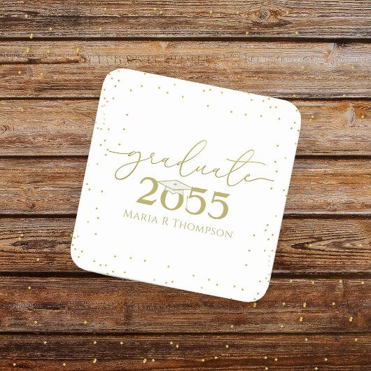 ミニマル卒業金ゴールド書モダン道 スクエアペーパーコースター