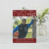 ミニマル卒業 |暗い赤と白写真 招待状 (スタンド正面)