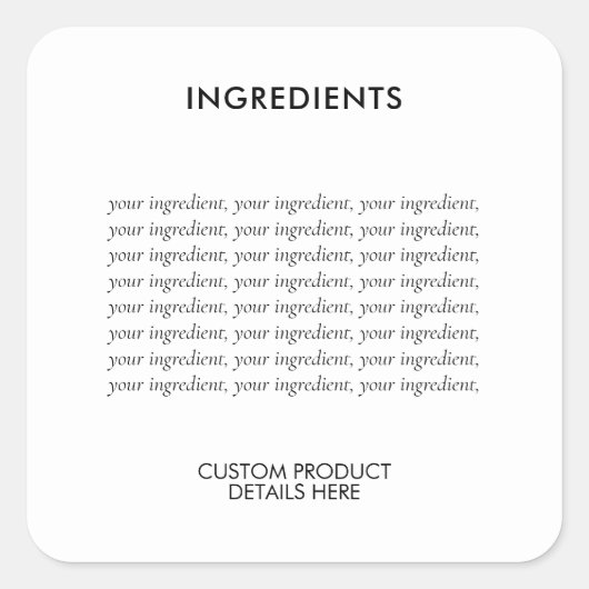 ミニマル原料の製品ラベル スクエアシール (正面)