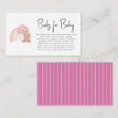 ミニマル可愛いモダンピンクのテディベア エンクロージャーカード (正面/裏面)