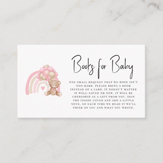 ミニマル可愛いモダンピンクのテディベア エンクロージャーカード (正面)