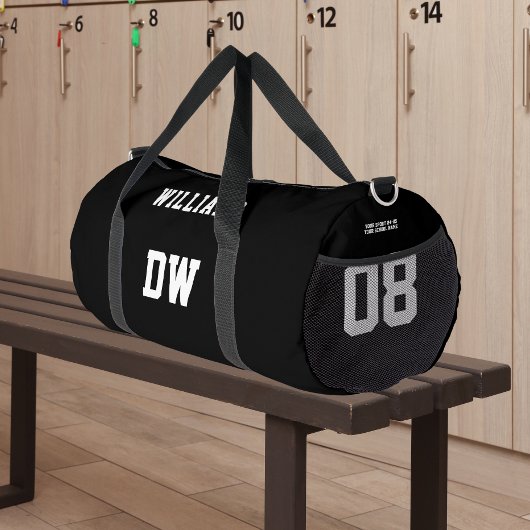 ミニマル名前をカスタムするモノグラムジャージー番号 ダッフルバッグ