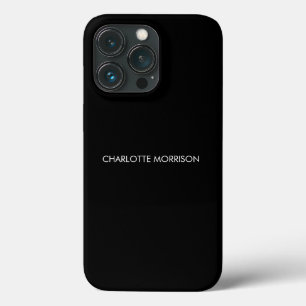 ミニマル名前をカスタムする文字モノグラムプレーンブラック iPhone 13 PROケース