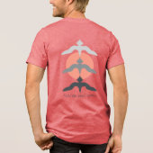 ミニマル和風魚鷹浮世絵スタイルレッド トライブレンドＴシャツ (裏面)