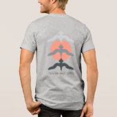 ミニマル和風魚鷹浮世絵スタイル グレー トライブレンドTシャツ (裏面)
