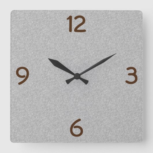 ミニマル四半期の数字（灰色） スクエア壁時計 (正面)