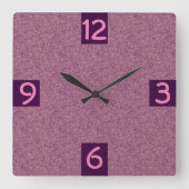 ミニマル図紫色の四半期数字 スクエア壁時計 (正面)