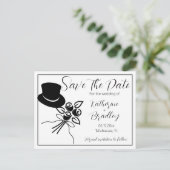 ミニマル図解入りの、写真付きのリストB/Wスクリプト日付の保存 ポストカード (スタンド正面)