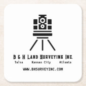 ミニマル土地測量業 スクエアペーパーコースター (正面)