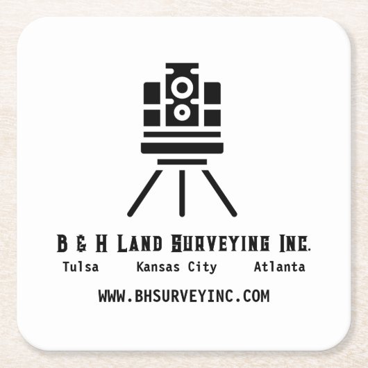 ミニマル土地測量業 スクエアペーパーコースター (正面)