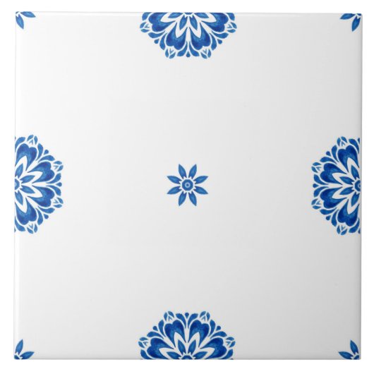 ミニマル地中海のリストの青と白 タイル (正面)