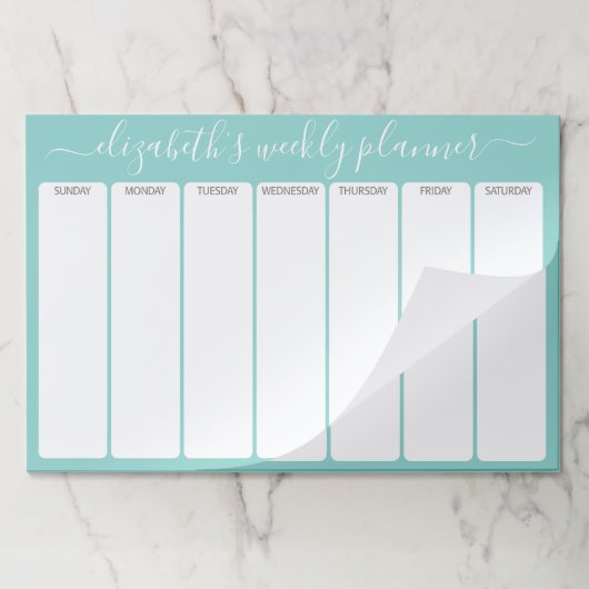 ミニマル基本ウィークリープランナースモダンクリプトアクア ペーパーパッド (折り畳み)