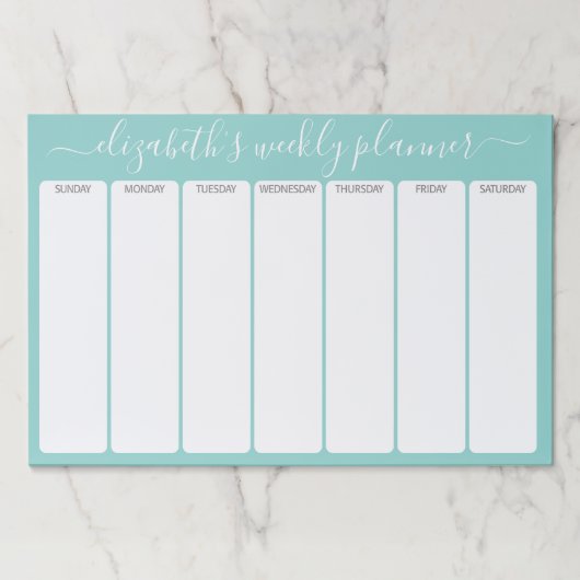 ミニマル基本ウィークリープランナースモダンクリプトアクア ペーパーパッド (正面)