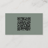 ミニマル基本セージ緑プロフェッショナル写真QR 名刺 (裏面)