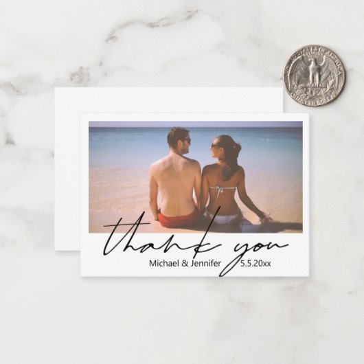 ミニマル夏結婚の写真を映感謝していし ノートカード (正面/裏面インサイチュ)