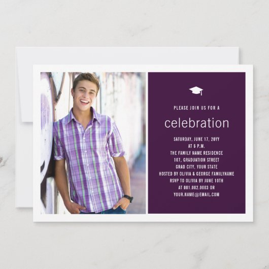 ミニマル大学院シンプル写真卒業パーティー 招待状 (裏面)