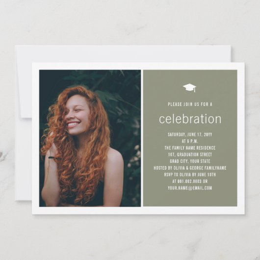 ミニマル大学院シンプル写真卒業パーティー 招待状 (裏面)