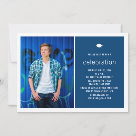 ミニマル大学院シンプル写真卒業パーティー 招待状 (裏面)