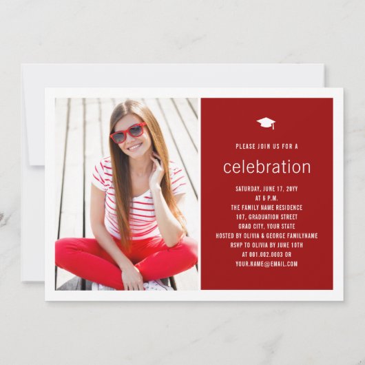 ミニマル大学院シンプル写真卒業パーティー 招待状 (裏面)