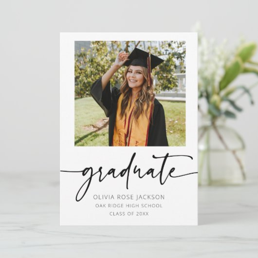 ミニマル大学院スクリプト予算写真卒業 案内状 (スタンド正面)