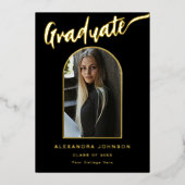 ミニマル大学院フォトスクリプトブラックと金ゴールド 箔招待状 (正面)