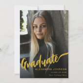 ミニマル大学院フォト金ゴールドスクリプトブラック 案内状 (正面)