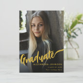 ミニマル大学院フォト金ゴールドスクリプトブラック 案内状 (スタンド正面)