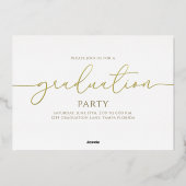 ミニマル大学院金ゴールドスクリプト写真コラージュ 箔招待状 (裏面)