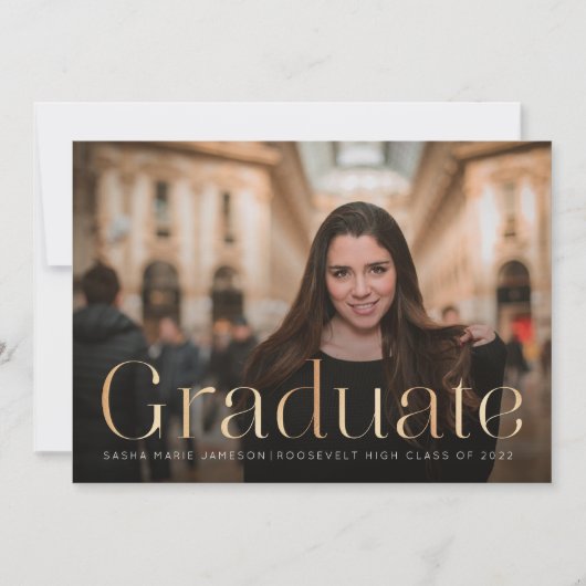 ミニマル大学院風景フォトフェイク金ゴールド 招待状 (正面)