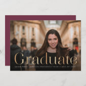 ミニマル大学院風景フォトフェイク金ゴールド 招待状 (正面/裏面)