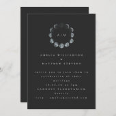 ミニマル天月ブラックモノグラム結婚ズ 招待状 (正面/裏面)