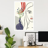 ミニマル女性ラインアートプリント、女性シルエット ポスター (ホームオフィス)