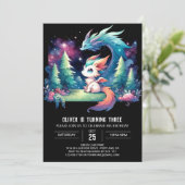 ミニマル威厳のあるリストドラゴン誕生日 招待状 (スタンド正面)