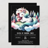 ミニマル威厳のあるリストホース誕生日 招待状 (正面/裏面)