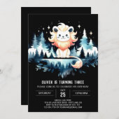 ミニマル威厳のあるリストライオン誕生日 招待状 (正面/裏面)