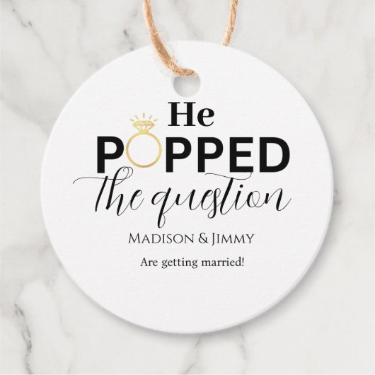 ミニマル婚約パーティが彼はその質問に答えた フェイバータグ (正面)