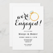 ミニマル婚約パーティ招待状 招待状 (正面/裏面)