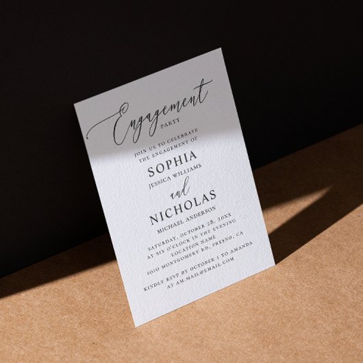 ミニマル婚約パーティ。スクリプトのク結婚リーニング 招待状