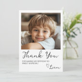 ミニマル子供の誕生日写真サンキューカード 招待状 (スタンド正面)