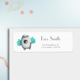 ミニマル宇宙飛行士の鳥飛んでいる宇宙船の子供 ラベル