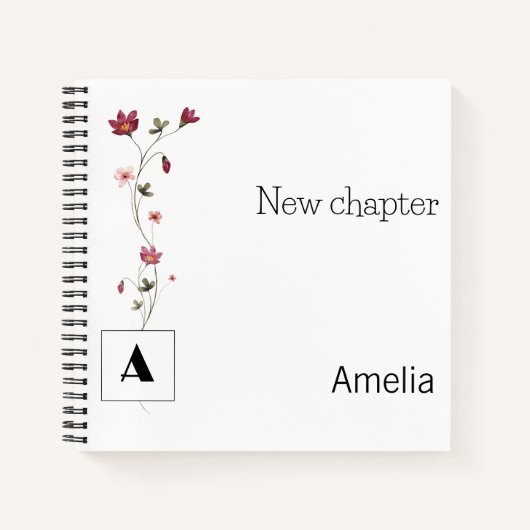 ミニマル定年モノグラム水カラー黒 ノートブック (正面)