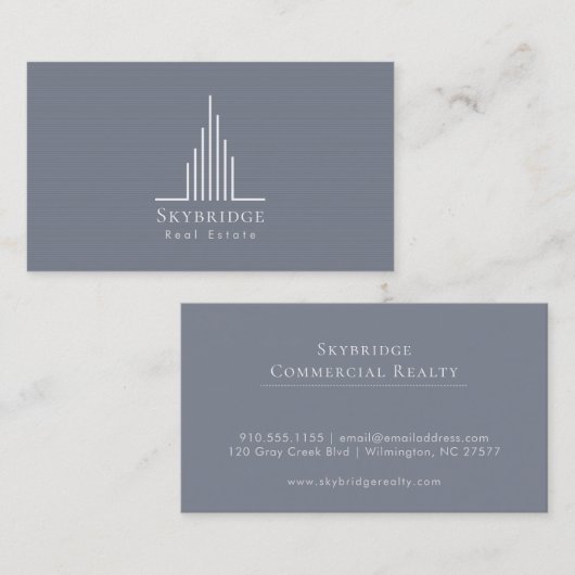 ミニマル実在エステートのロゴ(ローマンシルバー) Busin 名刺 (正面/裏面)