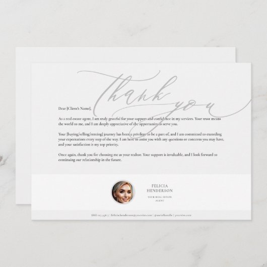 ミニマル実在ス不動産代理人の感謝の気持ち サンキューカード (正面/裏面)