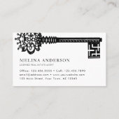 ミニマル実在財産ヴィンテージ鍵名刺 名刺 (裏面)