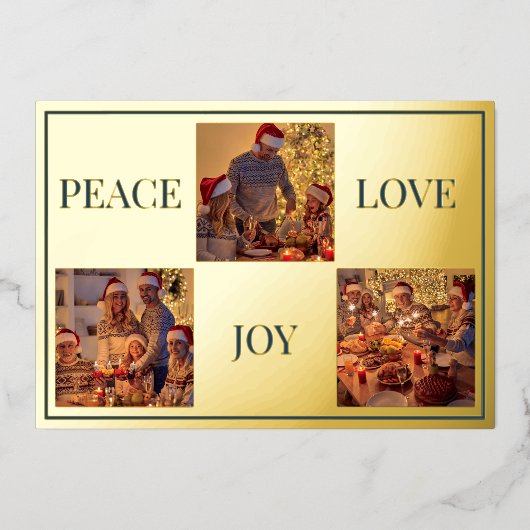ミニマル家族の写真モダン平和の愛と喜び実在 箔シーズンカード (正面)