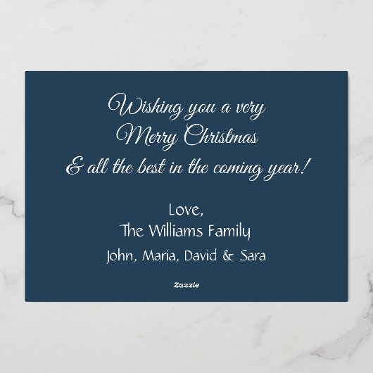 ミニマル家族の写真モダン平和の愛と喜び実在 箔シーズンカード (裏面)